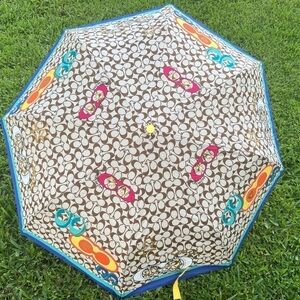 Coach Graffiti Op C Graffiti Signstire C Brown and Yellow Vintage Umbrella